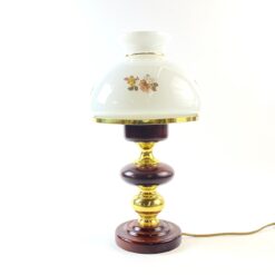 Stalinis "Temde" šviestuvas iš medžio ir žalvario su stikliniu gaubtu 27x27x47 cm