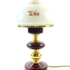 Stalinis “Temde” šviestuvas iš medžio ir žalvario su stikliniu gaubtu 27x27x47 cm