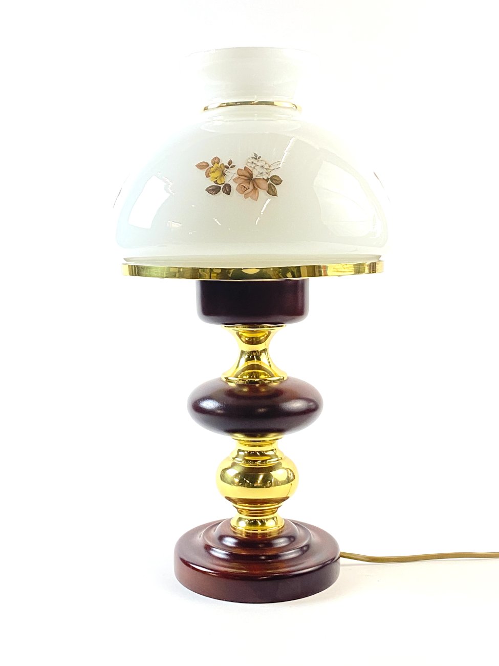 HN1732-staliniai-sviestuvai-1 Stalinis “Temde” šviestuvas iš medžio ir žalvario su stikliniu gaubtu 27x27x47 cm