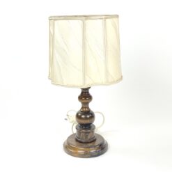 Stalinis medinis "Zicoli" šviestuvas šviesiu tekstilės gaubtu 21x21x37,5 cm