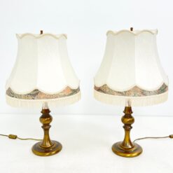 Žalvariniai staliniai šviestuvai tekstilės gaubtais 2 vnt. kompl. 43x43x70 cm