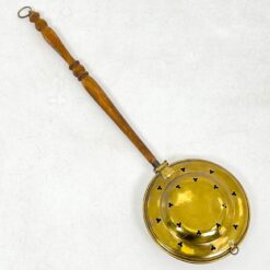 Žalvarinis lovos šildytuvas su medine rankena 93x27x7 cm