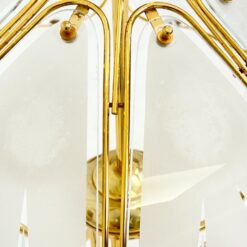 Aukso spalvos metalo pakabinamas šviestuvas su stiklu 59x59x130 cm