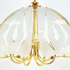 Aukso spalvos metalo pakabinamas šviestuvas su stiklu 59x59x130 cm