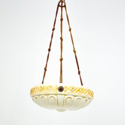 Stiklinis pakabinamas šviestuvo gaubtas su virvėmis 44x44x90 cm