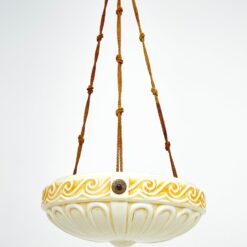 Stiklinis pakabinamas šviestuvo gaubtas su virvėmis 44x44x90 cm