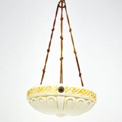 Stiklinis pakabinamas šviestuvo gaubtas su virvėmis 44x44x90 cm