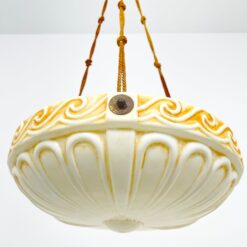 Stiklinis pakabinamas šviestuvo gaubtas su virvėmis 44x44x90 cm