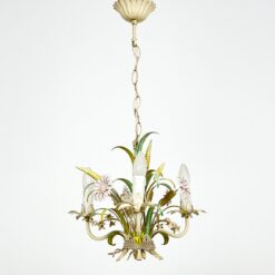 Metalinis augalų motyvų pakabinamas trijų šakų sietynas 41x41x75 cm