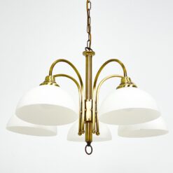 Žalvarinis Honsel Leuchten penkių šakų sietynas su stiklo gaubtais 60x60x77 cm