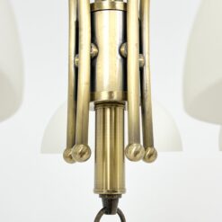 Žalvarinis Honsel Leuchten penkių šakų sietynas su stiklo gaubtais 60x60x77 cm