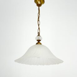 Žalvarinis pakabinamas Richter Leuchten šviestuvas stikliniu gaubtu 42x42x70 cm