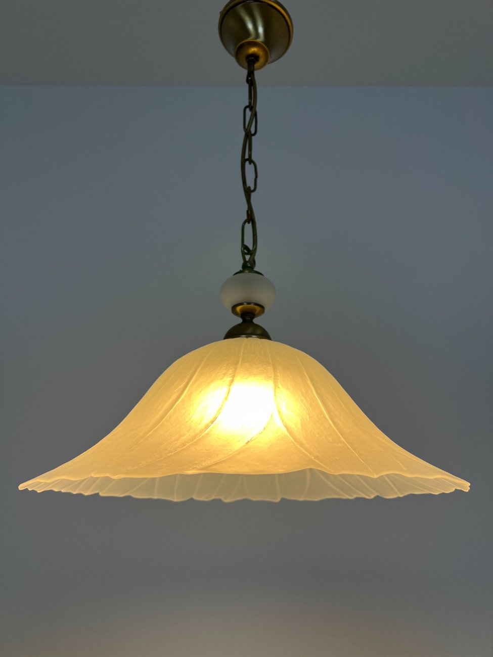 HN1764-pakabinami-sviestuvai-6 Žalvarinis pakabinamas Richter Leuchten šviestuvas stikliniu gaubtu 42x42x70 cm