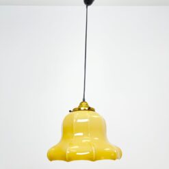 Pakabinamas šviestuvas gelsvos spalvos stikliniu gaubtu 38x38x107 cm