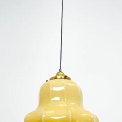 Pakabinamas šviestuvas gelsvos spalvos stikliniu gaubtu 38x38x107 cm