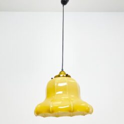 Pakabinamas šviestuvas gelsvos spalvos stikliniu gaubtu 38x38x107 cm