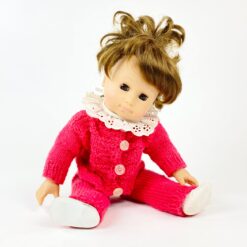 Vintažinė lėlė su rožiniu kostiumu 13x21x38cm