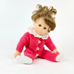 Vintažinė lėlė su rožiniu kostiumu 13x21x38cm