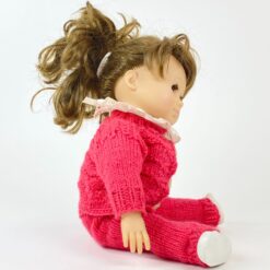 Vintažinė lėlė su rožiniu kostiumu 13x21x38cm