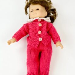 Vintažinė lėlė su rožiniu kostiumu 13x21x38cm