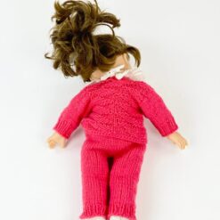 Vintažinė lėlė su rožiniu kostiumu 13x21x38cm