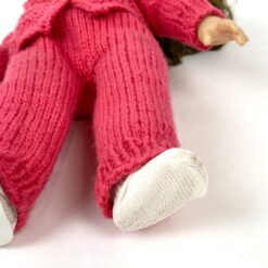 Vintažinė lėlė su rožiniu kostiumu 13x21x38cm