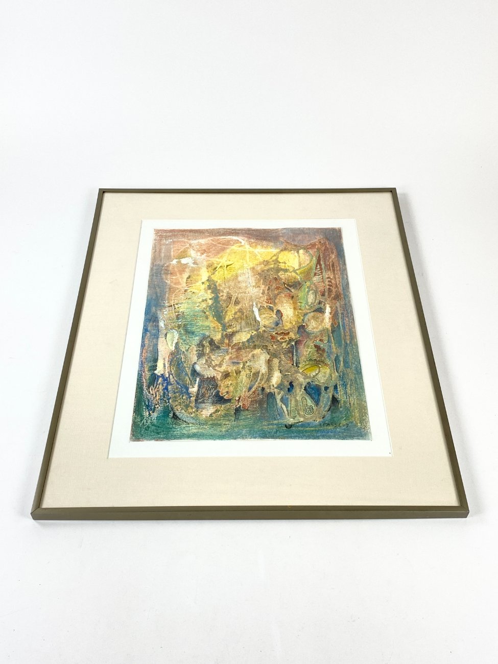 HN1816-abstrakcijos-1 Įrėmintas metaliniame rėme abstrakcijos darbas 2×50,5×61 cm