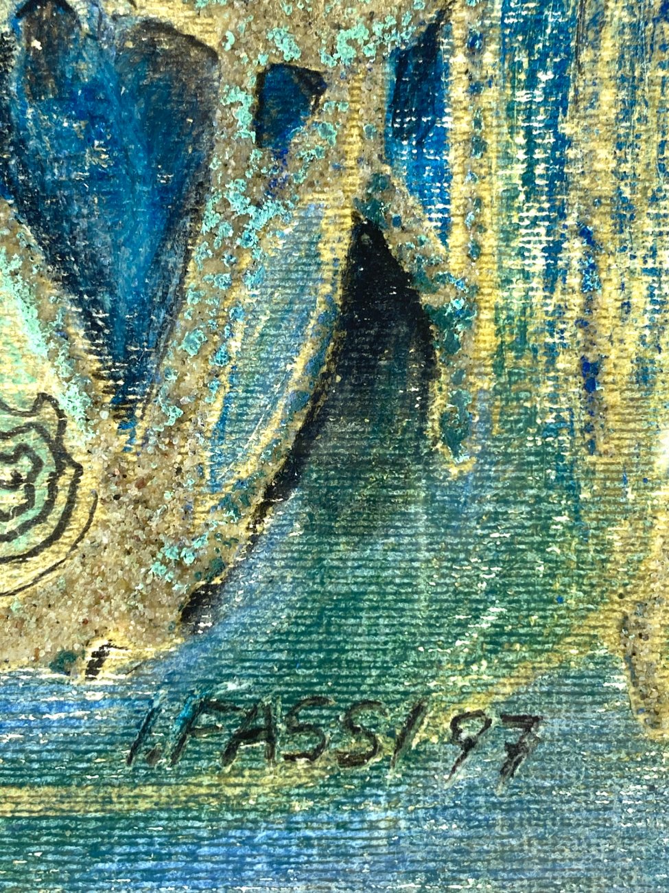 HN1816-abstrakcijos-6 Įrėmintas metaliniame rėme abstrakcijos darbas 2×50,5×61 cm