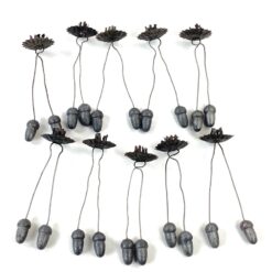 Pakabinamos žvakidės su gilės formos svareliais 10 vnt. komplektas 4x4x14 cm