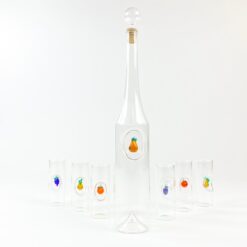 Stiklinių grafino ir 6 vnt. taurelių (50 ml) su vaisių figūromis komplektas