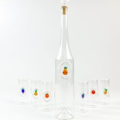 Stiklinių grafino ir 6 vnt. taurelių (50 ml) su vaisių figūromis komplektas