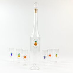 Stiklinių grafino ir 6 vnt. taurelių (50 ml) su vaisių figūromis komplektas