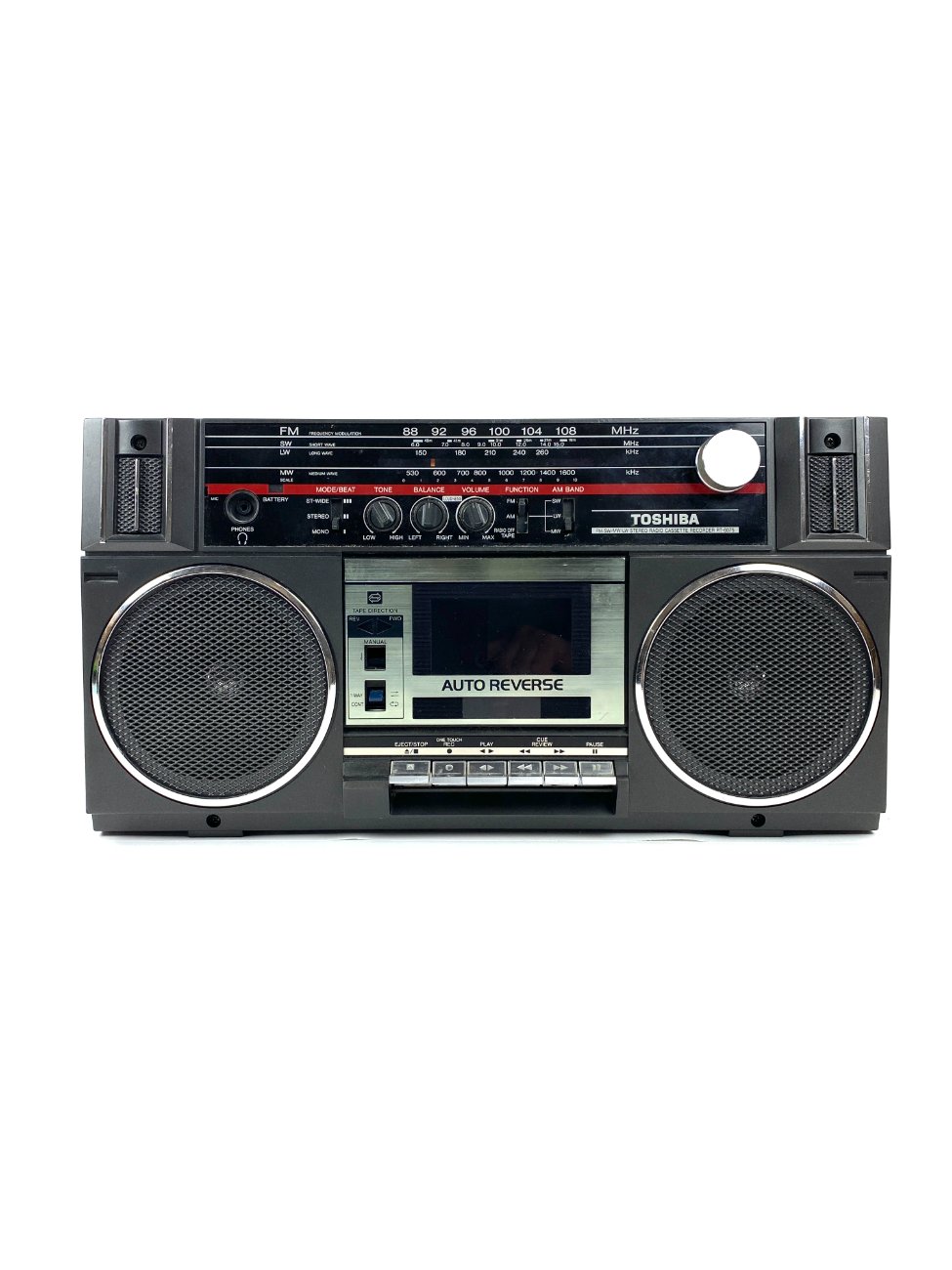 HN1864-senoviniai-radijo-aparatai-1 Toshiba RT-6075 nešiojamas magnetofonas ir radijo imtuvas 11x43x23 cm