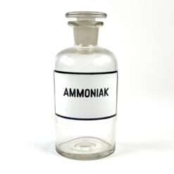 Vintažinis stiklinis medicininis butelys – grafinas “Ammoniak” 8x8x18 cm