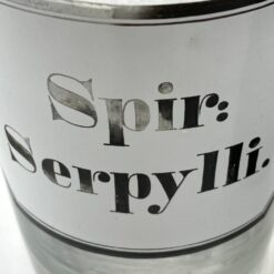Vintažinis stiklinis medicininis butelys – grafinas “Spir Serpylli” 8,5×8,5×17 cm