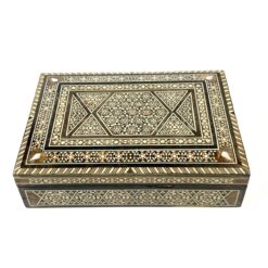 Inkrustuota Viduriniųjų Rytų siriška medinė dėžutė 13,5x19x5,5 cm