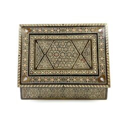 Inkrustuota Viduriniųjų Rytų siriška medinė dėžutė 13,5x19x5,5 cm