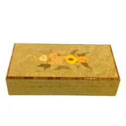 Itališka Sorrento inkrustuota medinė dėžutė su gėlių atvaizdu 10x20x4,5 cm