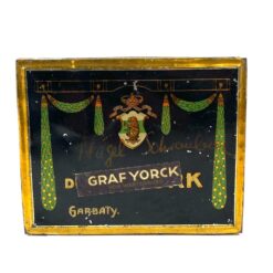 Senovinė skardinė cigarečių dėžutė “Graf Yorck” 12x12x3 cm
