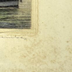 Spalvotas grafikos darbas “Ehrenbreitstein” mediniame rėme su stiklu 2x32x26 cm