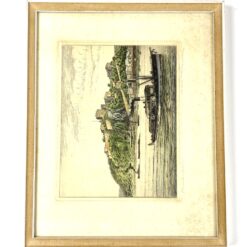 Spalvotas grafikos darbas “Ehrenbreitstein” mediniame rėme su stiklu 2x32x26 cm