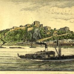 Spalvotas grafikos darbas “Ehrenbreitstein” mediniame rėme su stiklu 2x32x26 cm