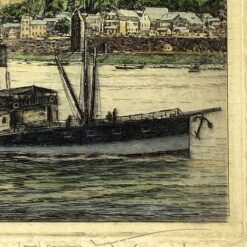 Spalvotas grafikos darbas “Ehrenbreitstein” mediniame rėme su stiklu 2x32x26 cm