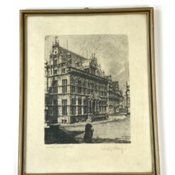 Willy Scholz pasirašytas grafikos darbas “Bremen: Der Schütting” 1,5x24x30 cm