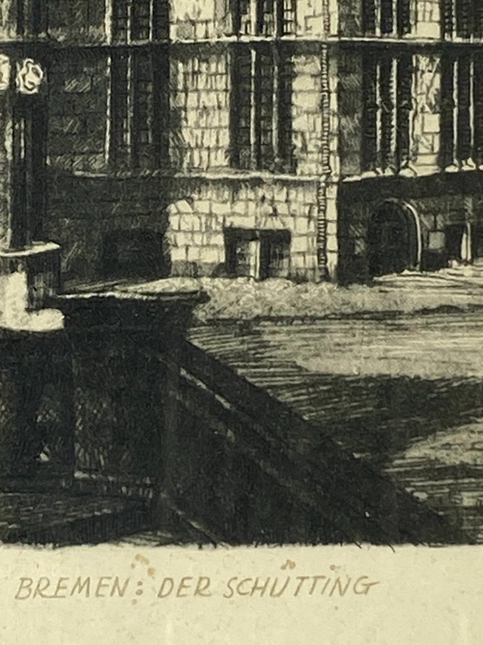 HN1896-grafika-ir-printai-6 Willy Scholz pasirašytas grafikos darbas “Bremen: Der Schütting” 1,5x24x30 cm