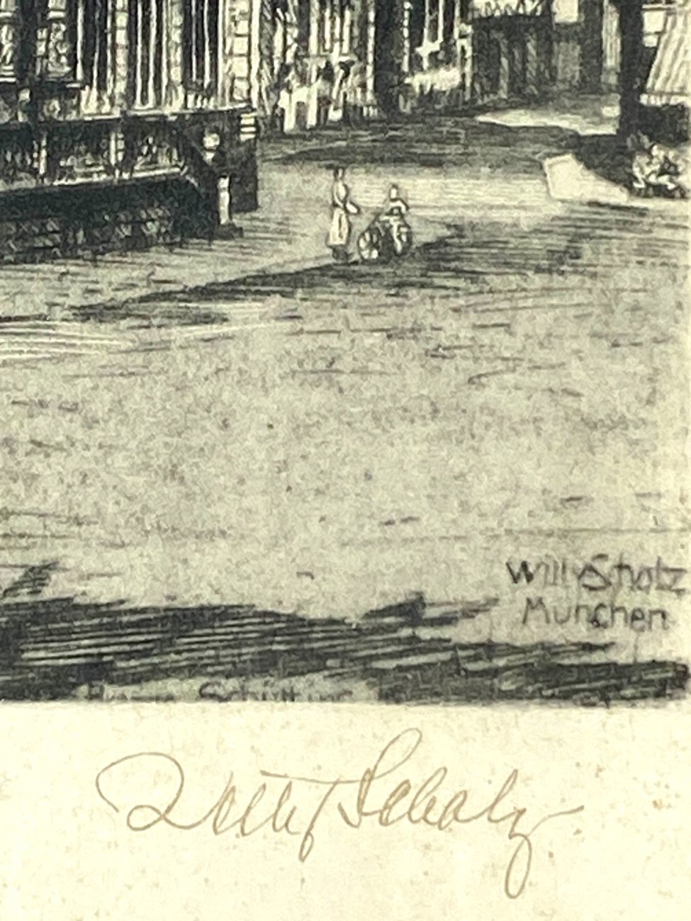 HN1896-grafika-ir-printai-7 Willy Scholz pasirašytas grafikos darbas “Bremen: Der Schütting” 1,5x24x30 cm
