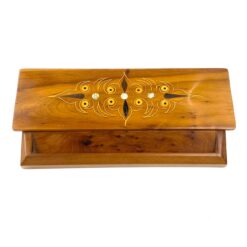 Inkrustuota medinė dėžutė - pieštukinė 12x26x3,5 cm