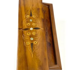 Inkrustuota medinė dėžutė – pieštukinė 12x26x3,5 cm