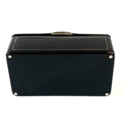 Juodos spalvos medinė dėžutė su metalo inkrustacijomis 6×10,5×3,5 cm