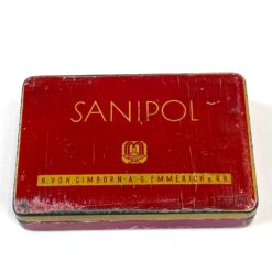 Vintažinė skardinė vaistų dėžutė “Sanipol” 7×10,5×2 cm